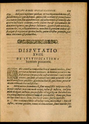 Disputatio XVIII. De Iustificatione hominis peccatoris.
