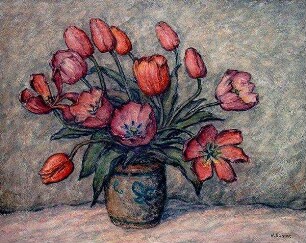 Tulpenstrauß in Bunzlauer Vase