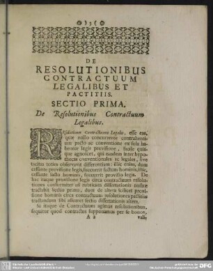 Sectio Prima. De Resolutionibus Contractuum Legalibus