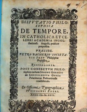 Disputatio Philosophica de tempore