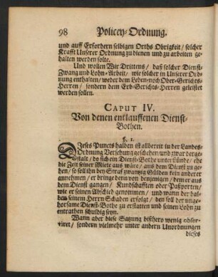 Caput IV. Von denen entlauffenen Dienst-Bothen