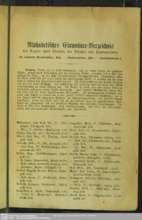 Einwohnerverzeichnis : Alphabetisches Einwohner-Verzeichnis
