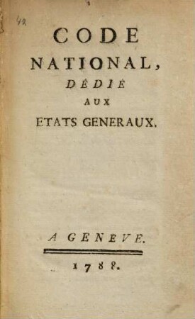 Code national, dédié aux États-Généraux