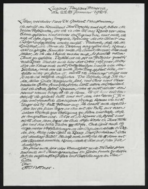 Brief von Otto Hettner an Gerhart Hauptmann