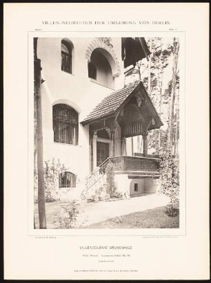 Villa Wieck, Berlin-Grunewald: Treppenvorbau (aus: Hermann Rückwardt, Villen-Neubauten der Umgebung von Berlin)