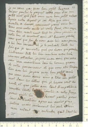 Brief von Marie-Anne Chamisso  an Eugène de Chamisso