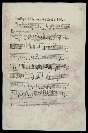 Basso per l'Organo. à 3. Cori di H. Sag.