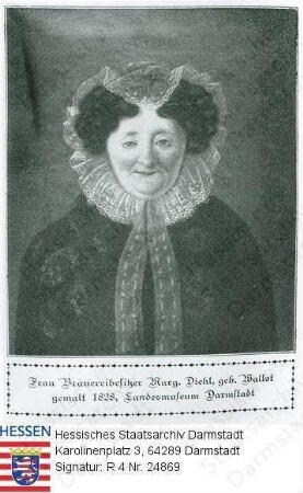 Diehl, Margarethe geb. Wallot / Porträt, Brustbild, mit Bildlegende