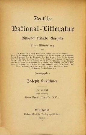 Goethes Werke, 15,1. Wilhelm Meisters Lehrjahre ; [1]