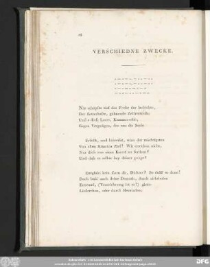 Verschiedne Zwecke.