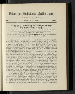 Beilage zur Hanseatischen Gerichtszeitung. No. 1.