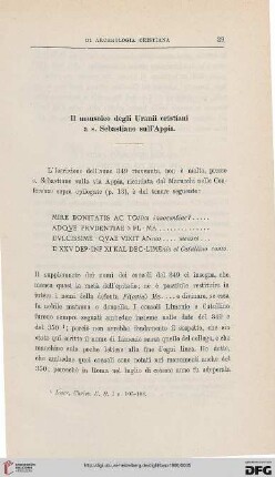4.Ser.4.1886: Il mausoleo degli Uranii cristiani a s. Sebastiano sull'Appia