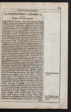 Theilbrieff von Büren/ [et]c. Grenchen/ [et]c. 1393.