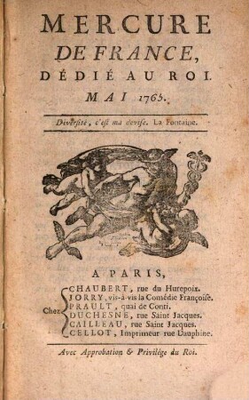 Mercure de France. 1765, 5