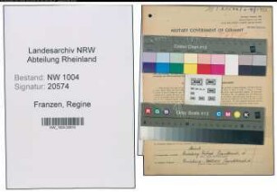 Entnazifizierung Regine Franzen , geb. 10.10.1897 (Telefonistin)