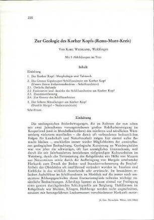 Zur Geologie des Korber Kopfs (Rems-Murr-Kreis)