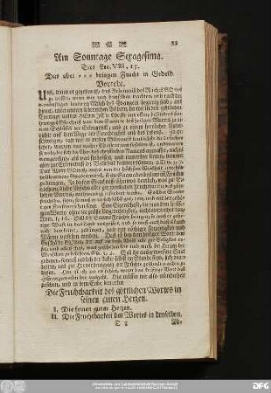 Am Sonntage Sexagesima. Text Luc. VIII, 15.