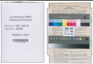 Entnazifizierung Hans Nagomy , geb. 07.10.1900 (Steinmetz)