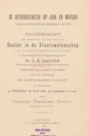 De heerendiensten op Java en Madura volgens het Regeerings-Reglement van 1854