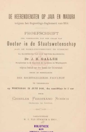 De heerendiensten op Java en Madura volgens het Regeerings-Reglement van 1854