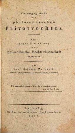 Anfangsgründe des philosophischen Privatrechts