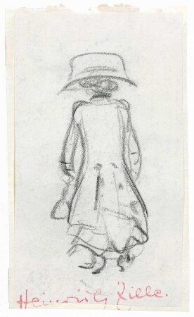 Frau mit großem Hut, Rückenansicht