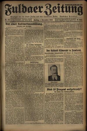 Erste Ausgabe vom Freitag, den 01. November 1929.