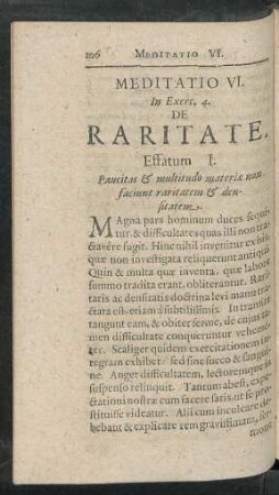 Meditatio VI. In Exerc. 4. De Raritate