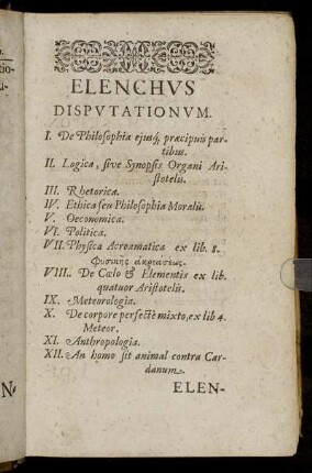 Elenchus Disputationum