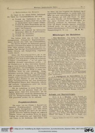 Mitteilungen der Redaktion / Anfragen und Beantwortungen