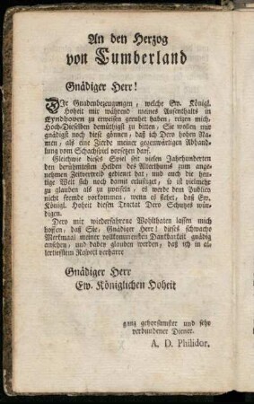 An den Herzog von Cumberland