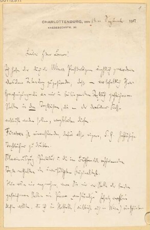 Nachlass von Ernst Frhr. von Wolzogen (1855-1934) – BSB Ana 316, 1. Strauss, Richard. Ernst Frhr. von Wolzogen (1855-1934) Nachlass: Briefe von Richard Strauss an Ernst Freiherr von Wolzogen - BSB Ana 316.I. Strauss, Richard