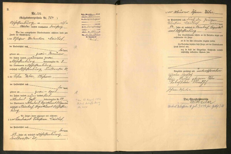 Standesamtsbuch der Stadt Aschaffenburg: Eheschließungen 252/1930 - 130/1931