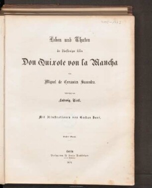 Leben und Thaten des scharfsinnigen Edlen Don Quixote von la Mancha : 1. Band