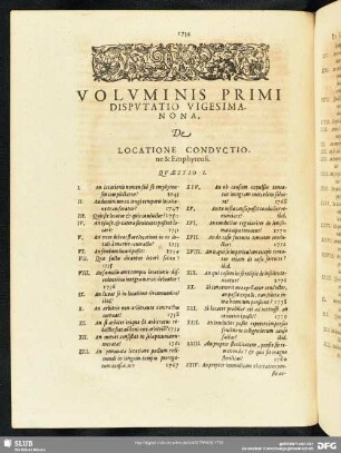 Disputatio Vigesimanona, De Locatione Conducatione & Emphyteusi