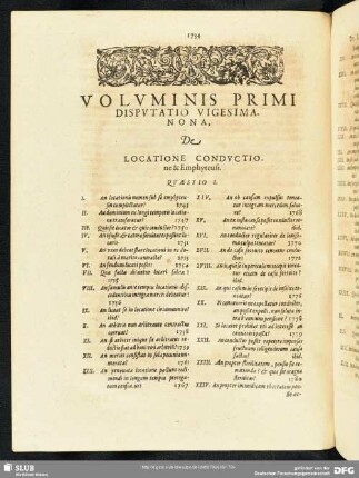 Disputatio Vigesimanona, De Locatione Conducatione & Emphyteusi