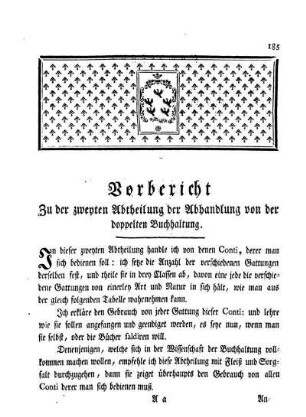 Vorbericht Zu der zweyten Abtheilung der Abhandlung von der doppelten Buchhaltung.