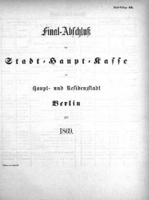 1869,53: Final-Abschluß der Stadt-Haupt-Kasse der Haupt- und Residenzstadt Berlin pro 1869