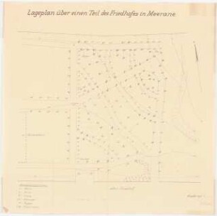 Ehrenfriedhof Meerane: Lageplan Teilgebiet des Friedhofes, Baumbestand 1:200