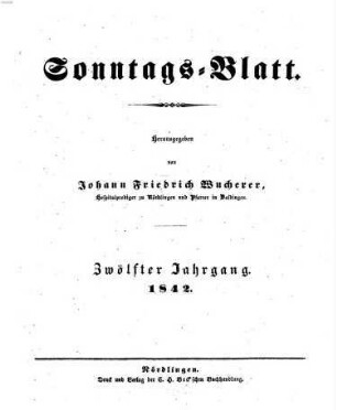 Sonntagsblatt. 1842 = Jg. 12