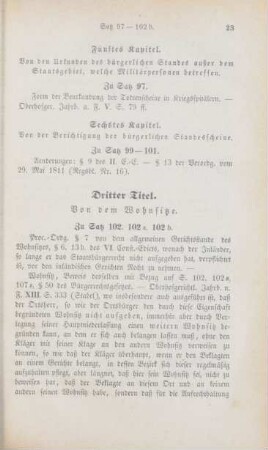 Dritter Titel. Von dem Wohnsitze