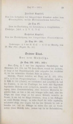 Dritter Titel. Von dem Wohnsitze