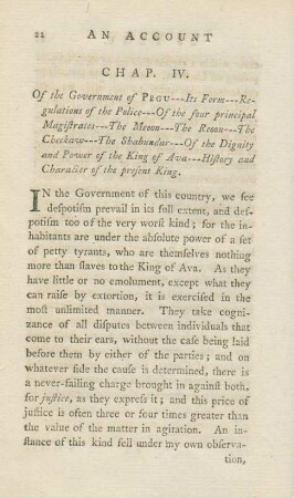 Chap. IV. Of the Government of Pegu ...