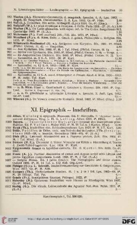 XI. Epigraphik - Inschriften (Nr.999-1043)