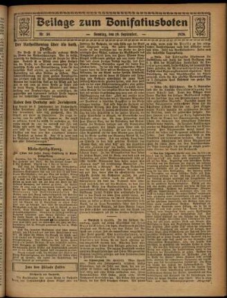 Zweite Ausgabe vom Sonntag, den 19. September 1926.