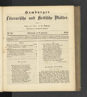 No. 12. 9. Februar 1853