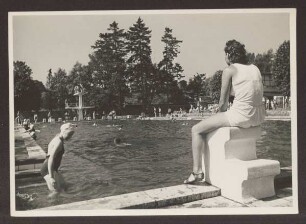 Städt. Freibad nach dem Umbau. Detmold. Georg-Weerth-Str. Papierabzug