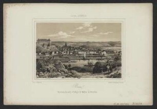 Ansicht von Pirna, Lithographie, um 1850? : Pirna. Sächs. Schweiz / Lith. v. H. Williard. - Dresden : E.Müller ; Dresden : Braunsdorf , [um 1850?]. - 1 Kunstbl. : Lithogr. ; 17 x 12 cm