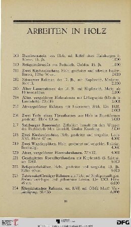 Arbeiten in Holz (Nr. 209-231)