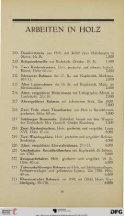 Arbeiten in Holz (Nr. 209-231)